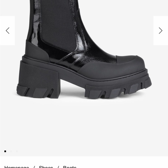Ganni cleated heeled mid Chelsea boots in Black Naplack - Picture 2 of 9